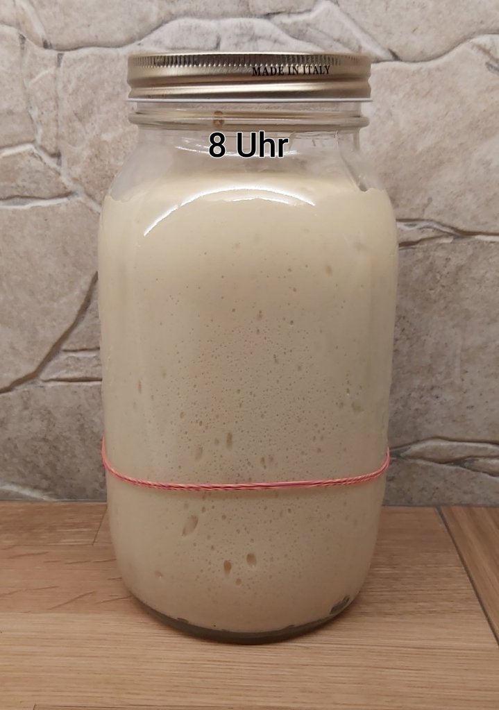 Vorteig nach 3 Stunden bei 28 Grad